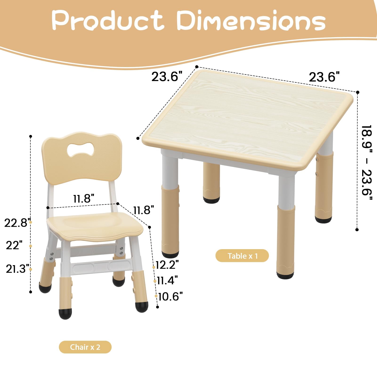 Kids Table and 2 Chairs Set with Graffiti Desktop, Height Adjustable Toddler Table and Chairs Set, 4 in 1 Activity Table Play Table for Reading, Drawing, Playing, Eating