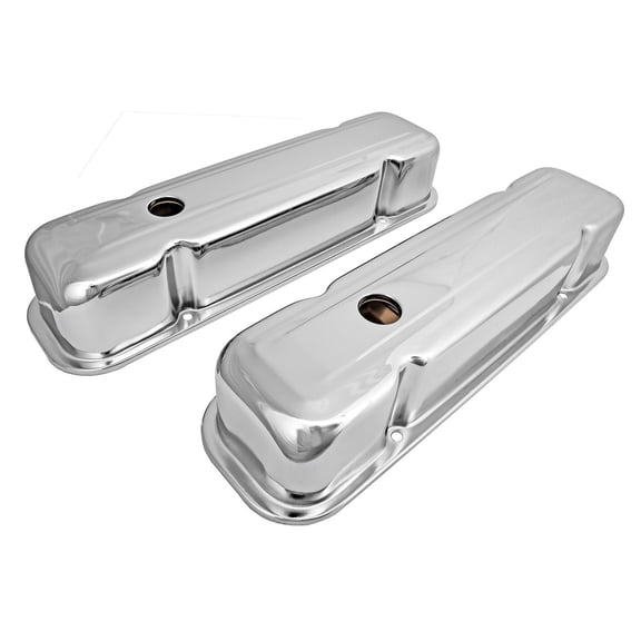 JEGS Stamped Steel Valve Covers for Pontiac 326-455 V8 [Chrome]
