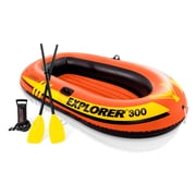 Open Box Intex 300 Compact Inflatable Fishing 3 Person Raft Boat w/ Pump & Oars