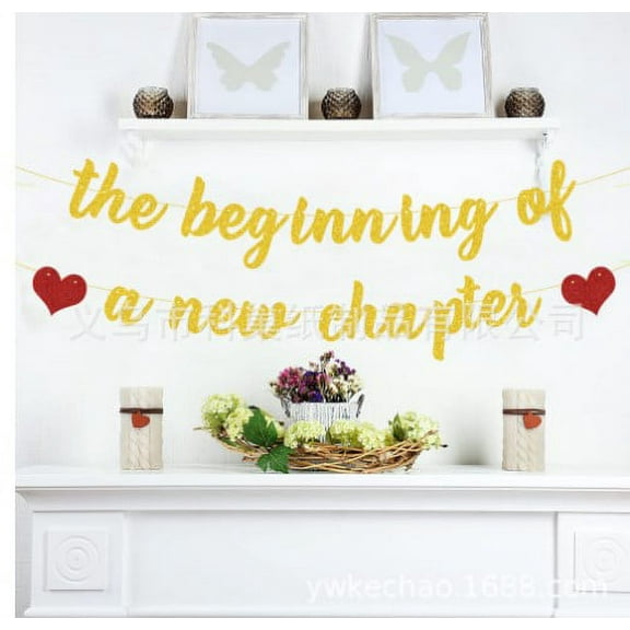 1 Set of New Beginning Glitter Banner Party Decoration for Wedding Graduation Retirement