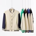 thumbnail image 4 of Autumn/Winter 380g Solid Color Heavyweight Thick Cotton Jacket Baseball Style Japanese Loose Drop Shoulder Men's Sweatshirt Couple Outfit, 4 of 4