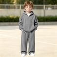 thumbnail image 5 of RMGVDSD Boys Clothes 2 Piece Fashion Fall Outfits Quarter Zip Hoodie Sweatshirts Wide Leg Sweatpants Solid Color Sweatsuit Sets With Pockets 10-11 Years, 5 of 7