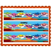 Adorable Baby Shark Cartoon Cake Border Side Strips Edible Cake Image Decoration Sugar Sheet