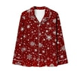 thumbnail image 5 of Cavosen Christmas 2 Piece Womens Christmas Pajamas Lapel Long Sleeve and Elastic Waist Pants Breathable Sleepwear Santa Printed Warm Cute, 5 of 7