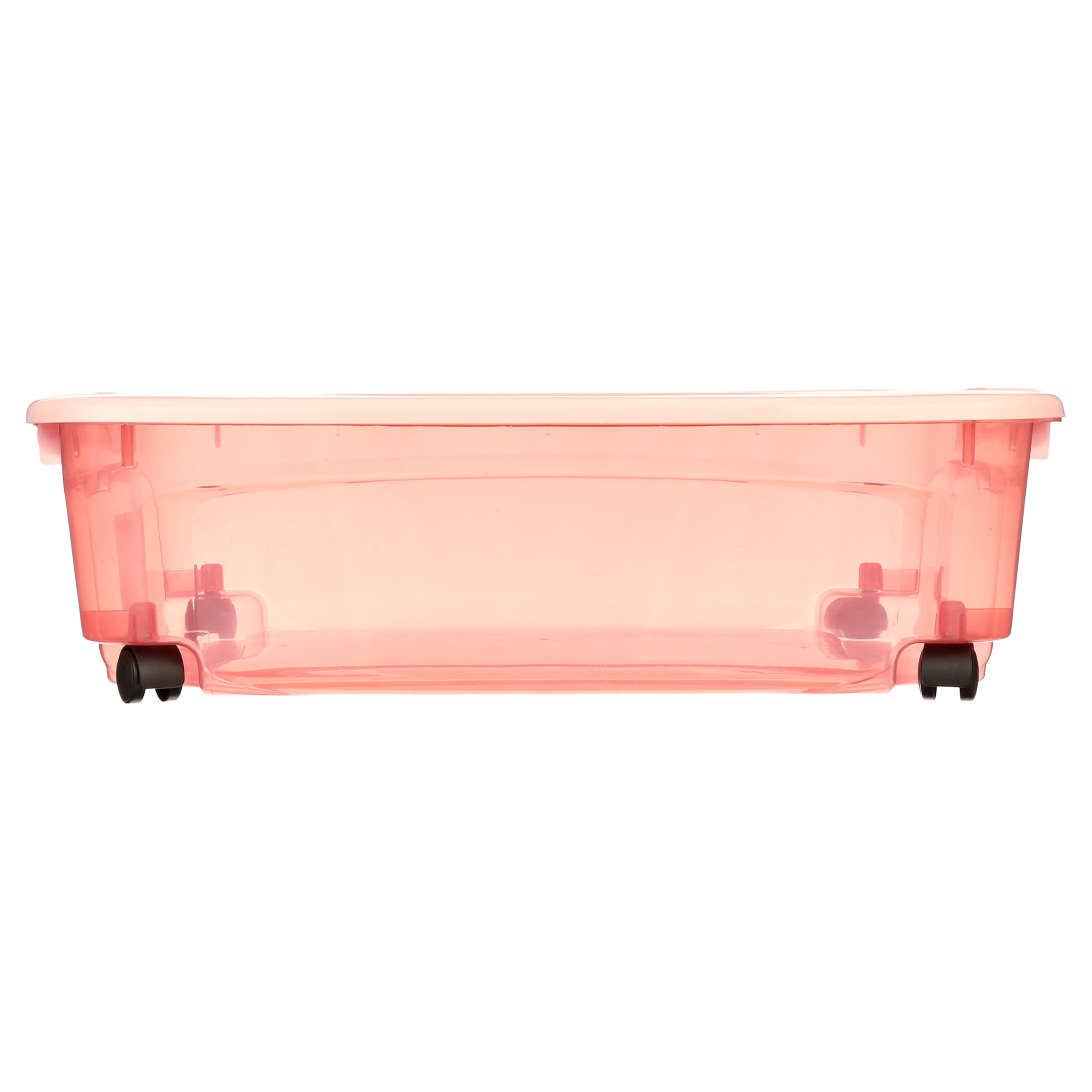 36.5QT Underbed Locking Lid with 360 Degree Swivel Wheels - Pink