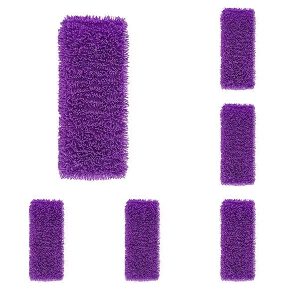 4-Pack Medium Purple Coral Fleece Mop Covers, Reusable Drawstring Mop Head Replacements for Hardwood, Tile & Car Cleaning