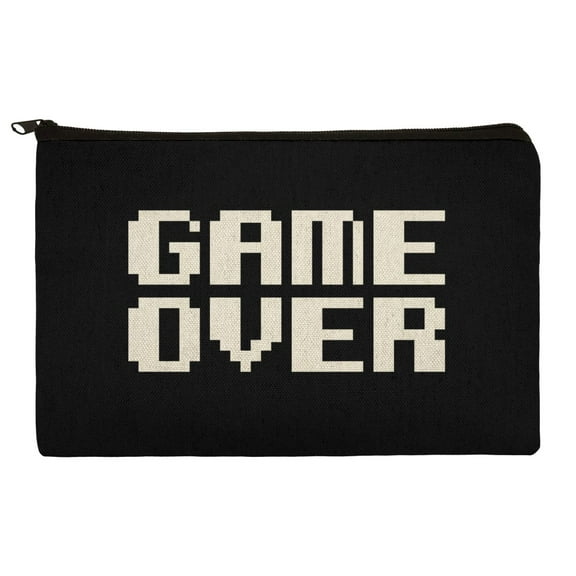 Game Over Gamer Pixel Font Geek Pencil Pen Organizer Zipper Pouch Case