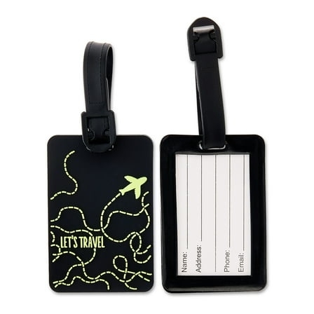 Protege Let’s Travel Mini Luggage Tags, Gray and Green, 2 Count