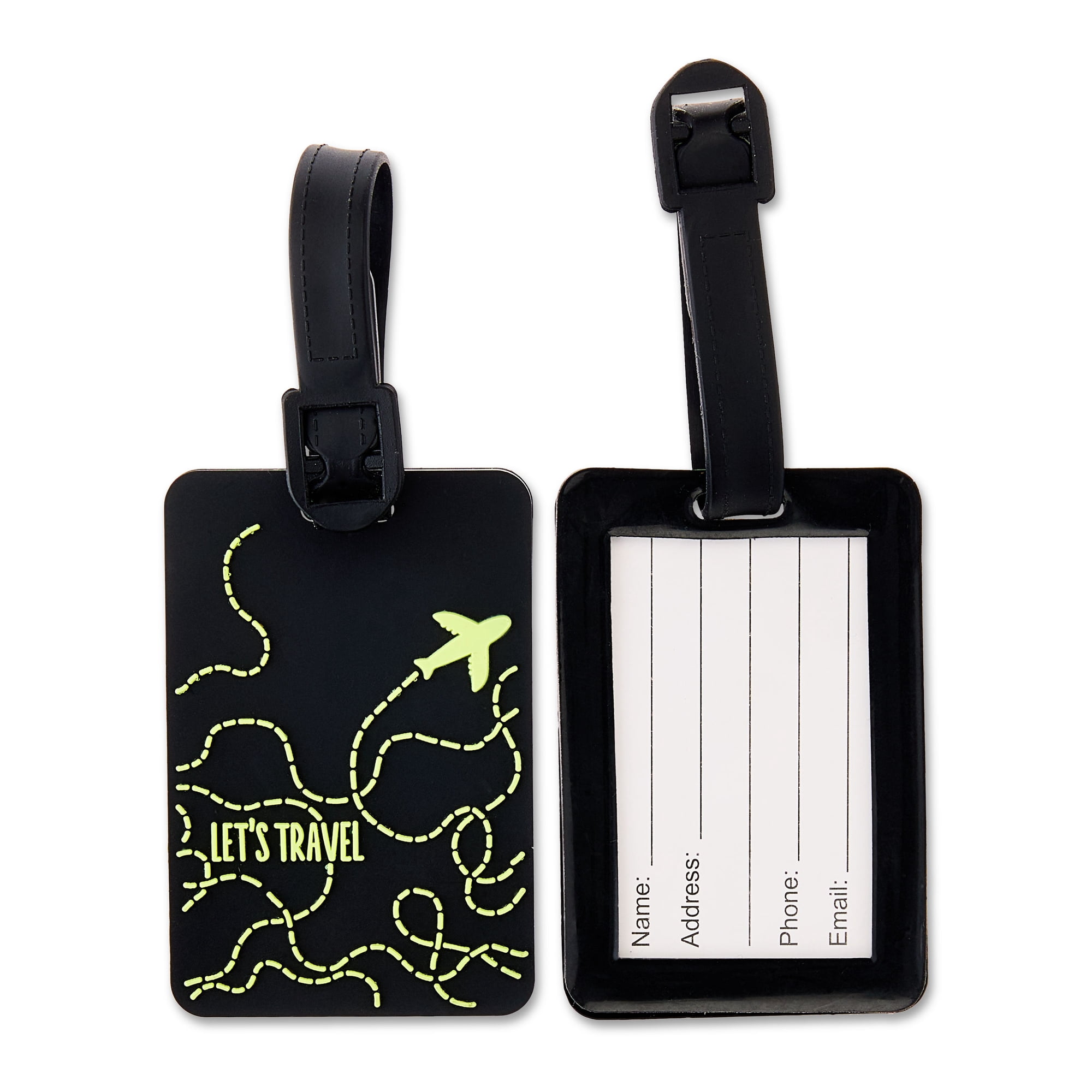 Protege Let’s Travel Mini Luggage Tags, Gray and Green, 2 Count