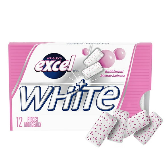 EXCEL Wht, M. bal., gomme sans sucre, blanch. dents, 12 morc., 1 emb.