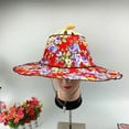 thumbnail image 2 of Ltdhehe 2 In 1 Portable Sun Hat Foldable Hand Fan Hat For Women Summer Flower Pattern Beach Hat For Travel Beach, 2 of 7