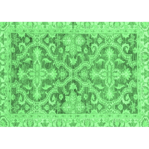 Ahgly Company Indoor Rectangle Oriental Emerald Green Traditional Area Rugs, 8' x 10'