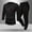 Black, variant on Men's 2-Piece Sport Tracksuit - Round Neck Long Sleeve Top & Drawstring Ankle Pants Loose Fit Casual Sports Set with Pockets Daily Outfit