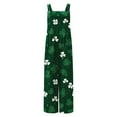 thumbnail image 4 of QATAINLAV Combinaisons de la Saint-Patrick pour Femmes en Coton et Lin, Combinaisons Détente Confortables, Salopettes Tendance à Imprimé Trèfle avec Poches, Vert TTG Ventes du Jour d'Aujourd'hui, 4 of 8