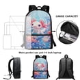 thumbnail image 4 of Jeiento Axolotl Backpacks for Boys with Lunch Box for Girls Kindergarten Elementary Kids Bookbag Large Capacity Pencil Case Set 4 Pieces School Bag with Water Bottle Holder with Strap Blue Ocean, 4 of 7