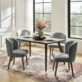 thumbnail image 2 of Upholstered Gray Dining Chairs Set of 4 Armless Side Chairs Solid Wood Legs Restaurant Kitchen, 2 of 8