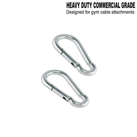 FITNESS MANIAC USA Home Gym Cable Attachment Handle Machine Exercise Chrome PressDown Pull Down Strength Training Home Gym Attachments (Snap Hooks)
