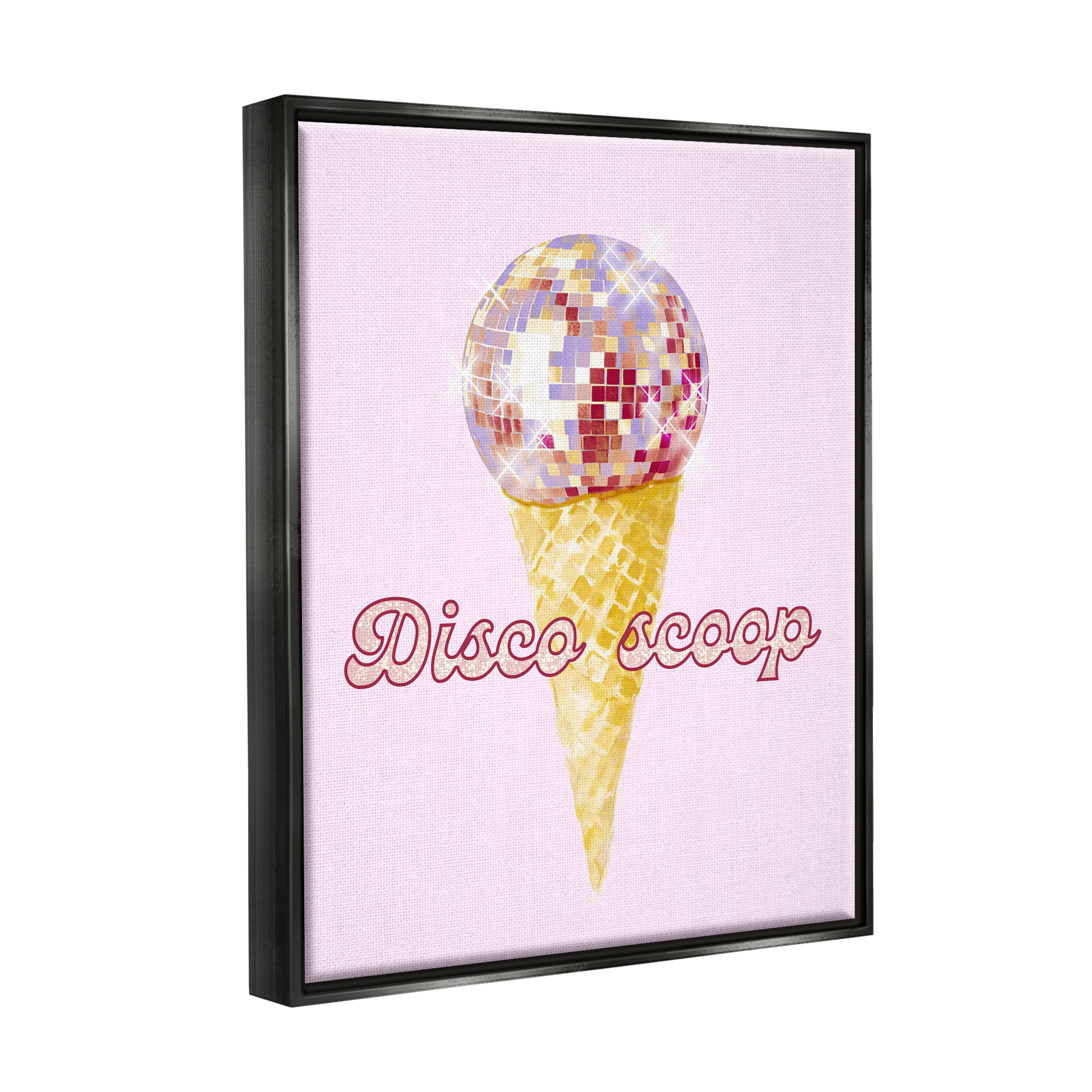 Stupell Industries Disco Scoop Ice Cream Food & Beverage Painting Black Floater Framed Canvas Art Print Wall Art, 17 x 21
