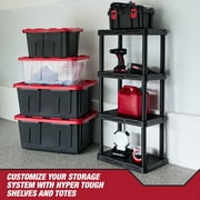 Hyper Tough 4-Shelf Plastic Storage Shelf, Black, 22 in W x 14 in D x 47 in H