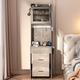 thumbnail image 4 of Barara King Vanity Table and Chair Set,Small Vanity Desk with Mirror and LED Lights, Makeup Table with Charging Station and Storage Shelves,Gray, 4 of 12