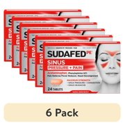 (6 pack) Sudafed PE Sinus Pressure + Pain Relief Decongestant Tablets, 24 Count