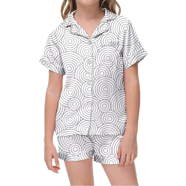 MIASHUI Pyjamas Peints à la Main pour Garçons et Filles, Ensemble de Pyjamas de Dessin Animé pour Enfants, Blanc, 2-3 Ans