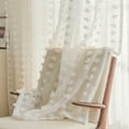 thumbnail image 6 of LAPA Life Contemporary White PomPom Boho Rod Pocket Sheer Curtains, 52 x 84 in, 6 of 10