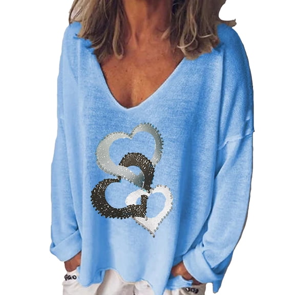 USSUMA Long-Sleeve Long Sleeve Blouse for Women Trendy Early Autumn , Women's Junior Tshirt V Neck Comfort Elegant Trendy T Shirt Paisley Butterfly Print Fashion Blouses Trendy Tunics