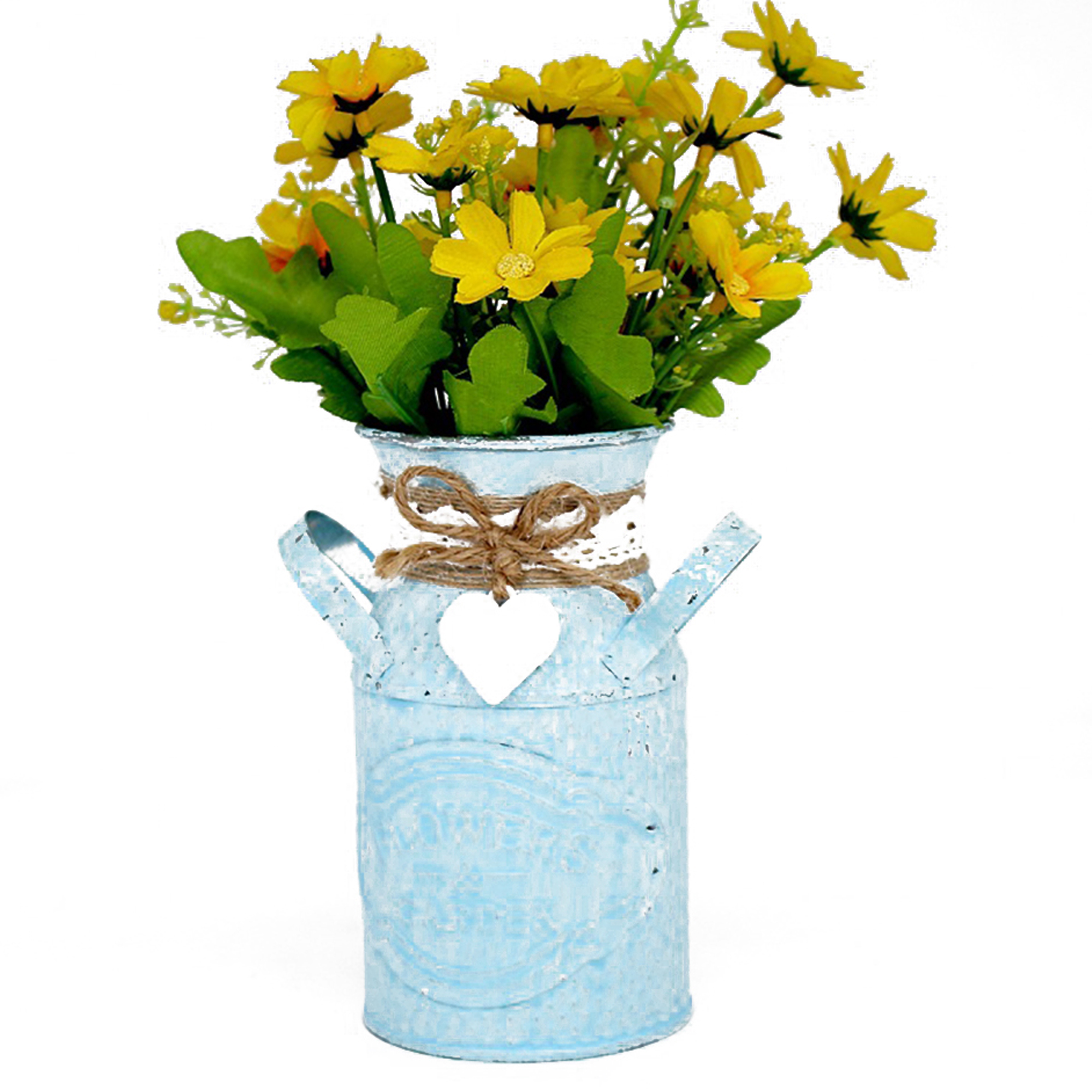 Vintage Vase Rustic Milk Can Metal Vase Flowers Bucket Jug for Home