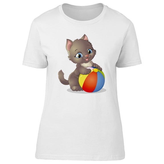 Cute Baby Cat With Beach Ball Tee Women's -Image by Shutterstock