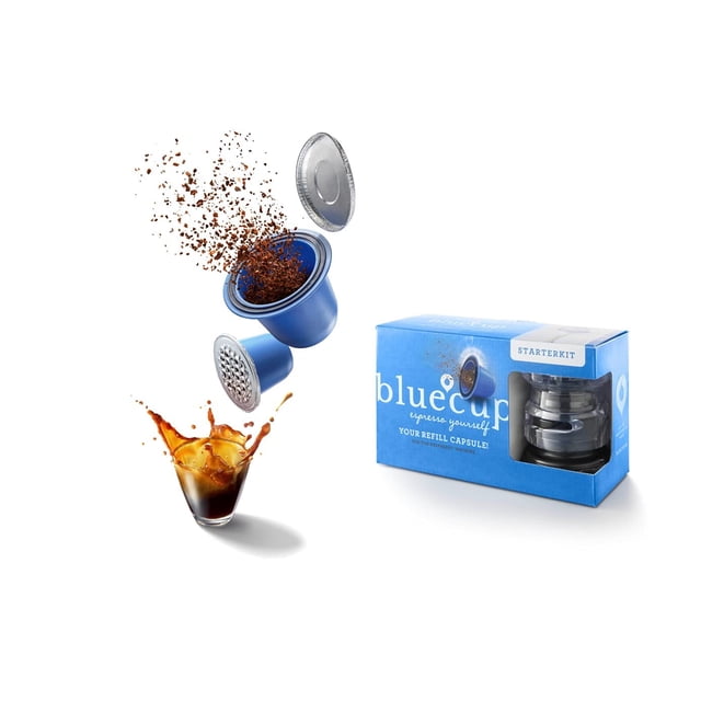 Kit de inicio de cápsulas recargables Bluecup compatible con Nespresso