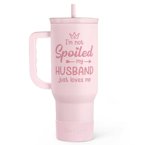 Vaso de acero inoxidable SANDJEST de 40 oz con aislamiento rosa