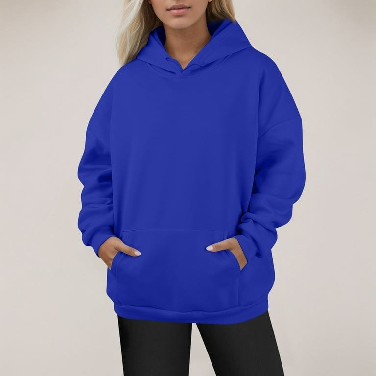 Womens Hoodie Oversized Royal Blue Hoodie TQWQT Oversized