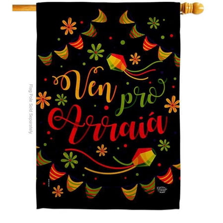 Ornament Collection Ven Pro Arraia Celebration Festa Junina Double-Sided Garden Decorative House Flag, Multi Color