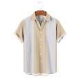 thumbnail image 5 of ZRGHAOYLQ Mens Retro Bowling Striped Shirts Big and Tall Button Up Shirt Short Sleeve Cuban Collar Casual Tops Lightweight Summer Shirt for Beach Vacation Daily Wear, 5 of 7