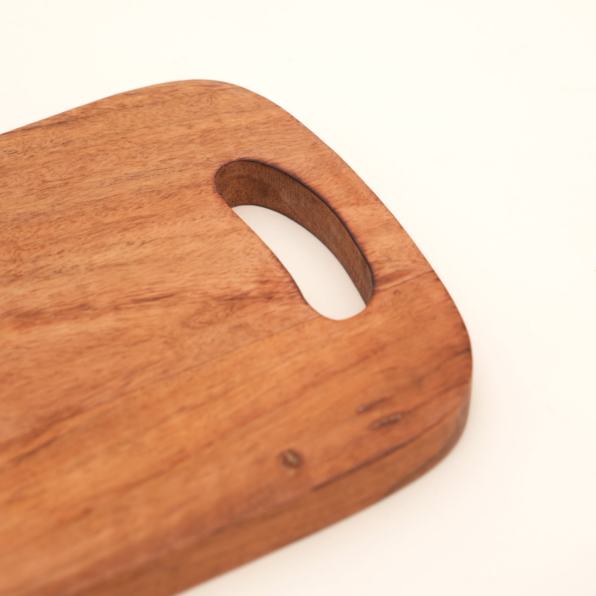 Acacia Wood Cutting Board with Built-In Handle, Handcrafted Wooden Chopping Board, Natural Finish Kitchen Prep & Serving Board for Bread, Cheese, Fruits & Charcuterie, 7.75 x 0.75 x 12 Inches