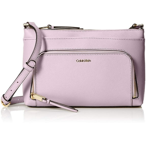 Calvin Klein Lily Saffiano Leather Top Zip Crossbody, orchid