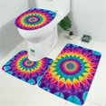 thumbnail image 2 of Rainbow Tie Dye Radial Pattern Bathroom Rugs Sets 3 Piece,Toilet Cover Set,Absorbent Non Slip Bathroom Mats Sets with U-Shaped Contour Rug Toilet Rug Set, 2 of 5