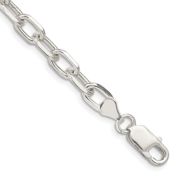 Diamond2Deal 925 Sterling Silver 6.65mm Diamond-Cut Long Link Cable Chain Bracelet for Men 9"