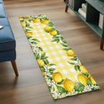 thumbnail image 3 of Yellow Lemon 2'x6' Runner Rugs for Hallway Kitchen Bedside Non Slip Washable, Summer Floral Fruit Leaves Botanical Grid Entryway Rug Runners with Rubber Backing, Long Carpet Runner for Laundry Room, 3 of 8