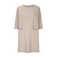 thumbnail image 3 of Gspmoly Robe pour Femmes, Robe Décontractée Unie avec Poches à Manches Mi-Longues et Col Rond, Robes de Travail pour Femmes jusqu'à 60 % de Rabais, 3 of 5