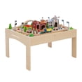 thumbnail image 1 of Teamson Kids Wooden Train Set Play Table Track Childrens Playset Roleplay 85 Pcs, 1 of 10