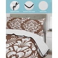 thumbnail image 4 of Quilts Full Size Bedding Set, Brown Boho Lightweight Quilted Comforter, Vintage Classic Bohemia Flower Textured Soft Reversible Bedspread Coverlet with Pillow Covers for All Season, 78" x 90", 4 of 7