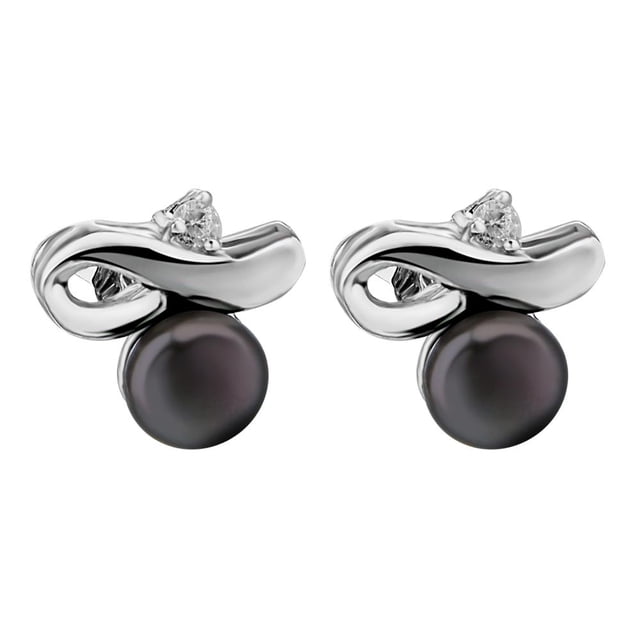 Joyería Pteada Diamante Pendientes de Pers Pta del Perno Prisionero Naturales de Agua Dulce Negro Sunnimix Perla Pendientes de botón