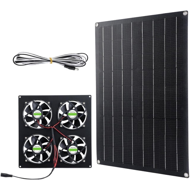 Escape con Panel Solar - ventilación con energía Solar Que Ahorra costos - ventilación Escape Solar para Invernadero, gallineros, cobertizo, casa Fiaoen