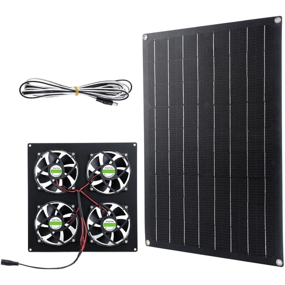Escape con Panel Solar - ventilación con energía Solar Que Ahorra costos - ventilación Escape Solar para Invernadero, gallineros, cobertizo, casa Fiaoen