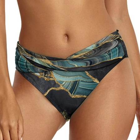 IDALL Bikini Sets Bathing Suit Casual Ethnic Printed High Waist Swimsuit Shorts Loose Tight Belt Sports Yoga Shorts Bikini Bottom Front Ruched Womens Swimsuits Womens Swimwear Army Green L
