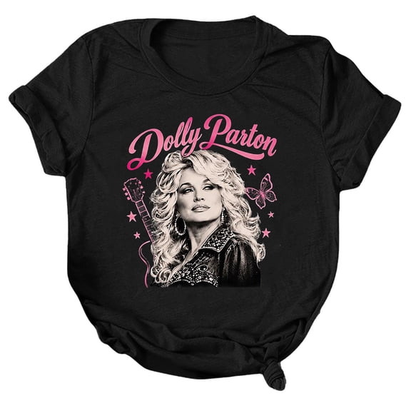 Vintage Print T-Shirt Womens Dolly Shirt Parton Memorial T Shirts Country Music Graphic Tees Nashville Western Tshirt Casual Tops