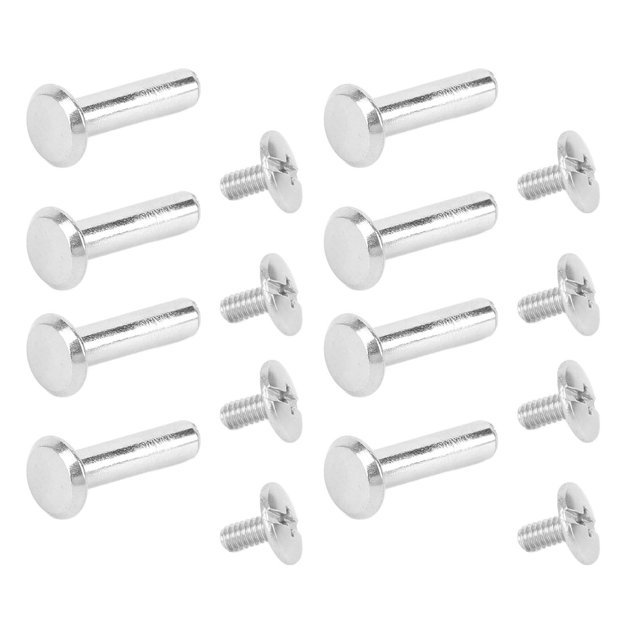100 Sets Chicago Screw Leather Rivets, Stainless Steel M2 Rivet Set Flat Round Hex Socket Head Stud Set for Construction Woodworking, Metal Binding Screws Post Nail Rivet Button