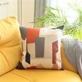 thumbnail image 1 of HomeRoots 399545 White & Orange Geometric Blocks Throw Pillow, Multi Color, 1 of 1